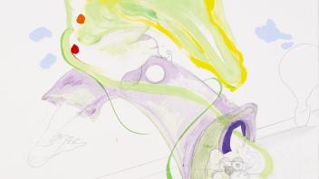 Alberto Hamonet, Player Approaches Trancendence (Carlitos Alcaraz), 2023, oil, acrylic, watercolor, pencil on archival paper, 30 x 22 inches. © Alberto Hamonet, 2023