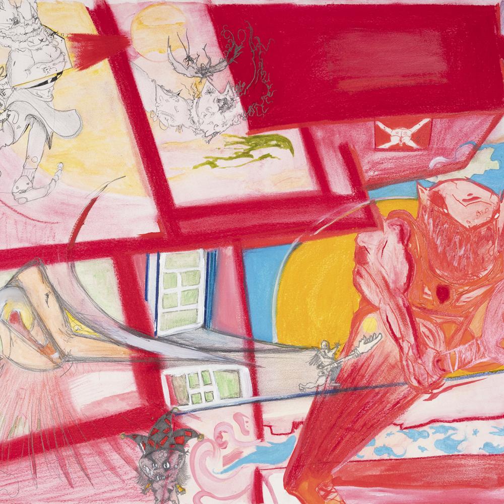 Alberto Hamonet, Training Camp, 2022, oil, acrylic, watercolor, pencil, pastel on archival paper, 22 x 30 inches. © Alberto Hamonet, 2022