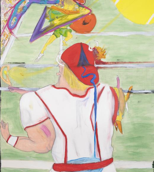 Alberto Hamonet, Game, Set, Match, 2022, oil, acrylic, watercolor, pastel, pencil on paper, 48 x 30 inches. © Alberto Hamonet, 2022