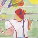 Alberto Hamonet, Game, Set, Match, 2022, oil, acrylic, watercolor, pastel, pencil on paper, 48 x 30 inches. © Alberto Hamonet, 2022